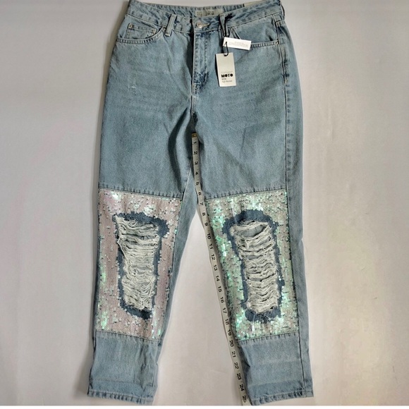 TOPSHOP Mom High Waisted Sequin Jeans! US Size 8. - Picture 7 of 8